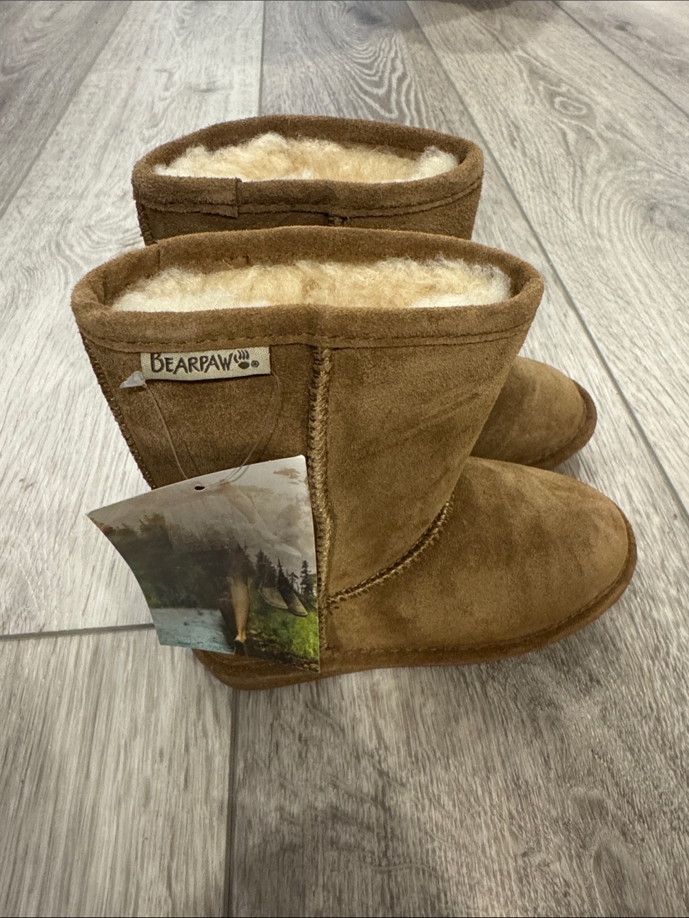 BearPaw Kids' Chestnut Suede Shearling Boots